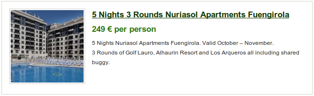 5 nights with golf at Lauro