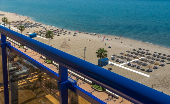 View to the beach from up high from one of the rooms at the Hotel Yaramar.