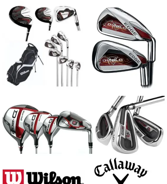 Image showing the golf club brands that we hire including Wilson and Callaway.